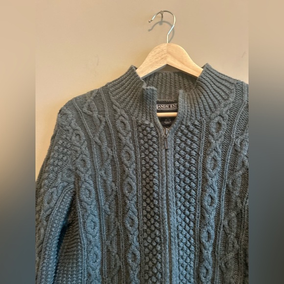 LANDS END | Classic Cable Knit Sweater - Olive Green, Zip-Up, Women’s size MP - Picture 7 of 7